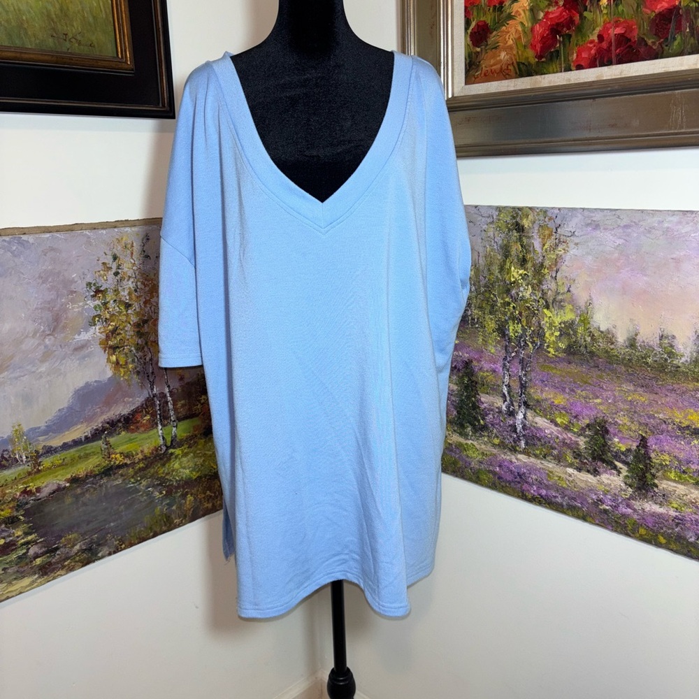 🐠 Blue Oversized 3/4 Sleeve T-Shirt